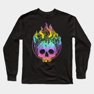 Skull on Fire Long Sleeve T-Shirt